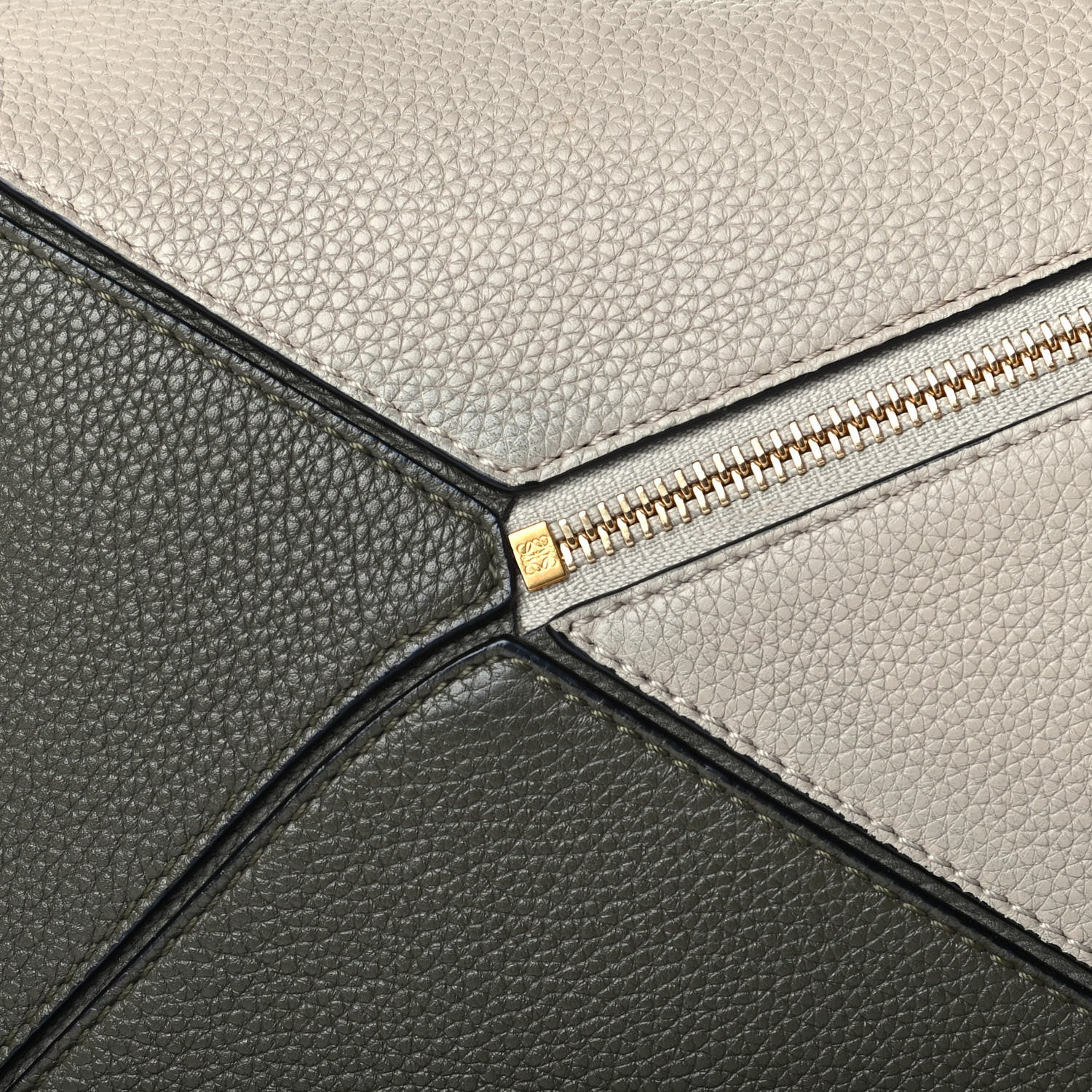 Loewe Grained Calfskin Medium Puzzle Bag Oat Khaki Green 6 of 7