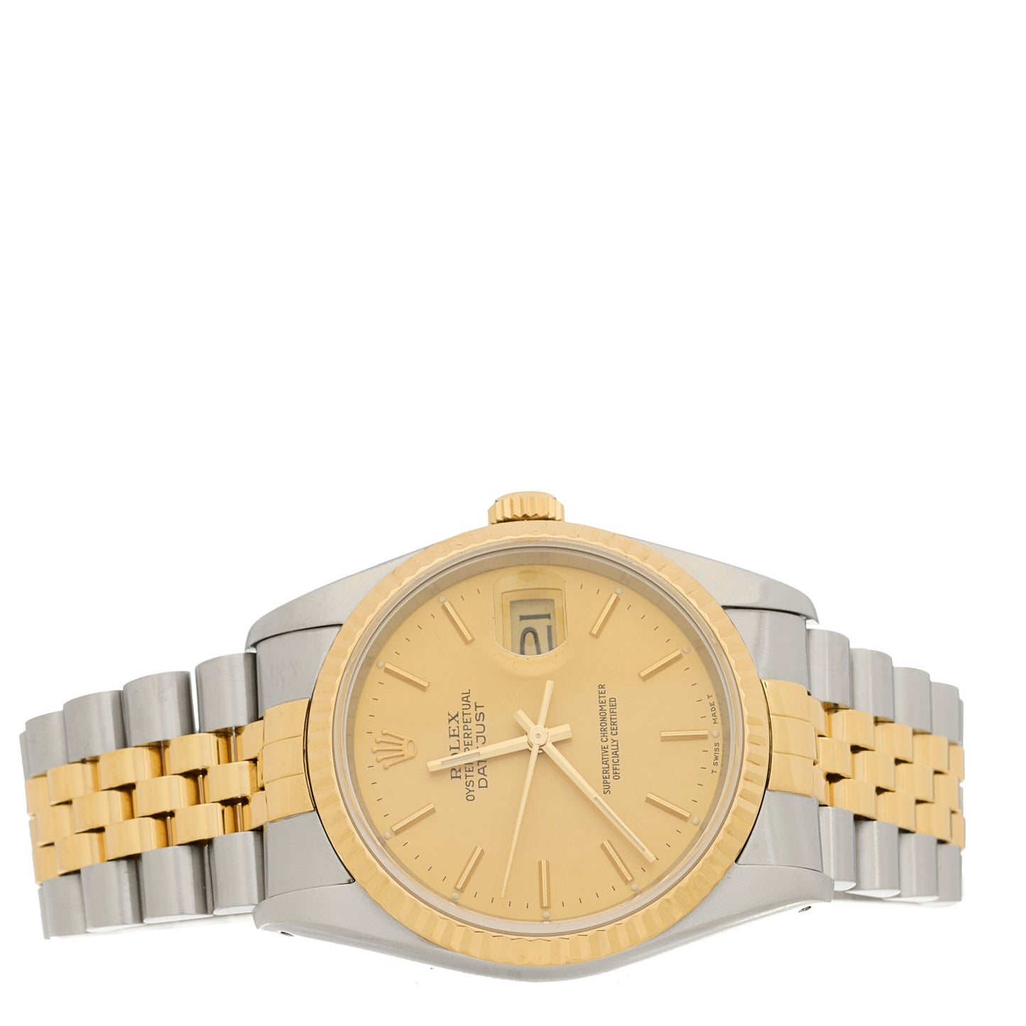 Stainless Steel 18K Yellow Gold 36mm Oyster Perpetual Datejust Watch Champagne 16233