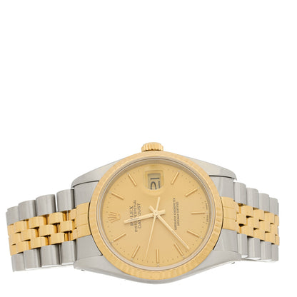 Rolex Stainless Steel 18K Yellow Gold 36mm Oyster Perpetual Datejust Watch Champagne 16233 2 of 5