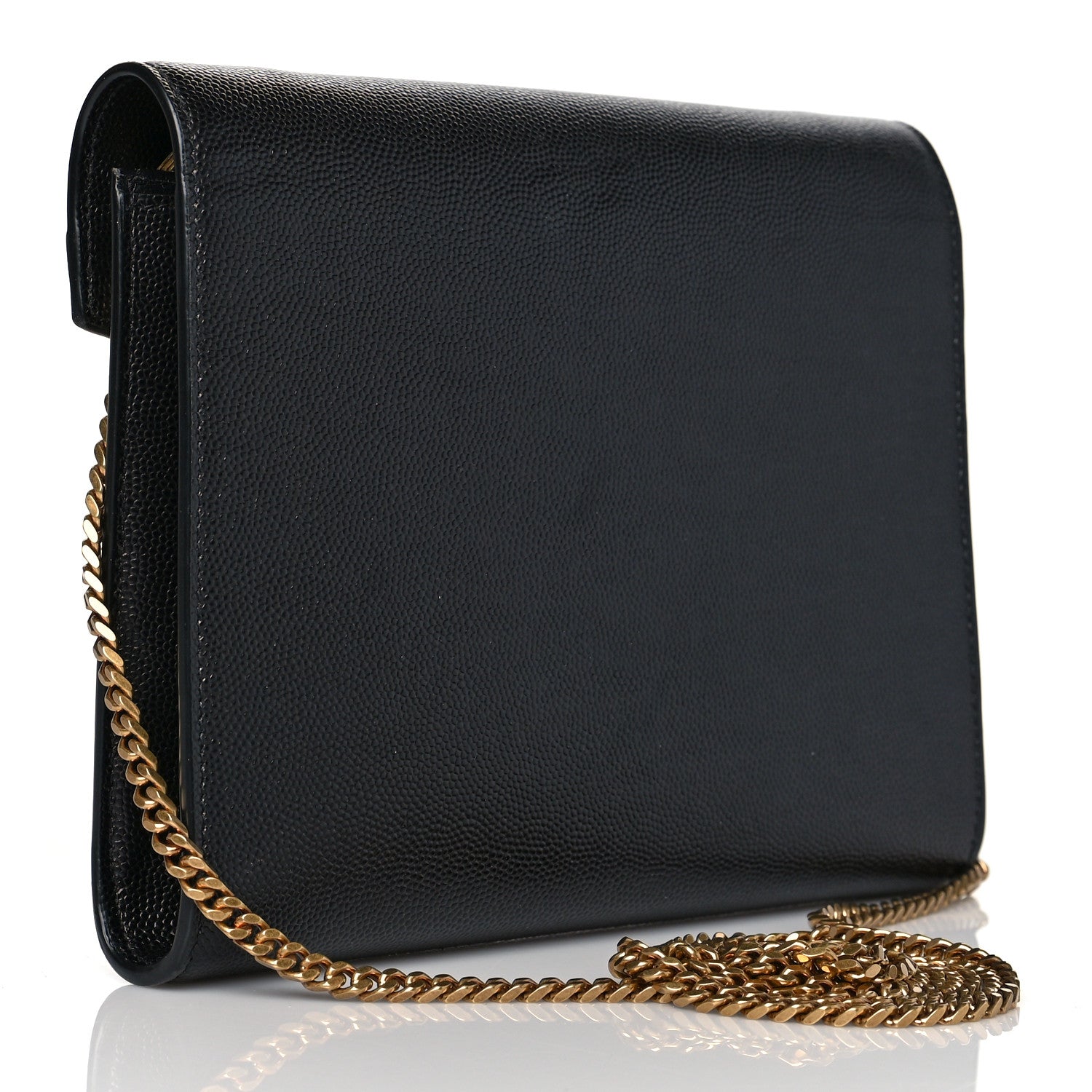 Saint Laurent Grain De Poudre Monogram Cassandra Chain Wallet Black 3 of 10