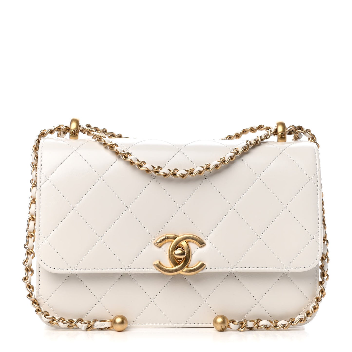 Calfskin Quilted Perfect Fit Flap White