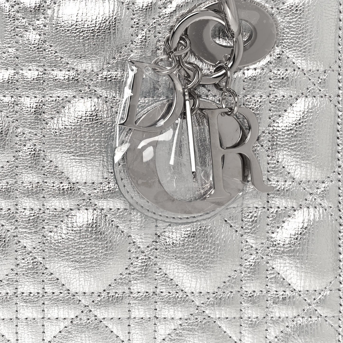 Metallic Grained Calfskin Cannage Small My ABCDior Lady Dior Silver