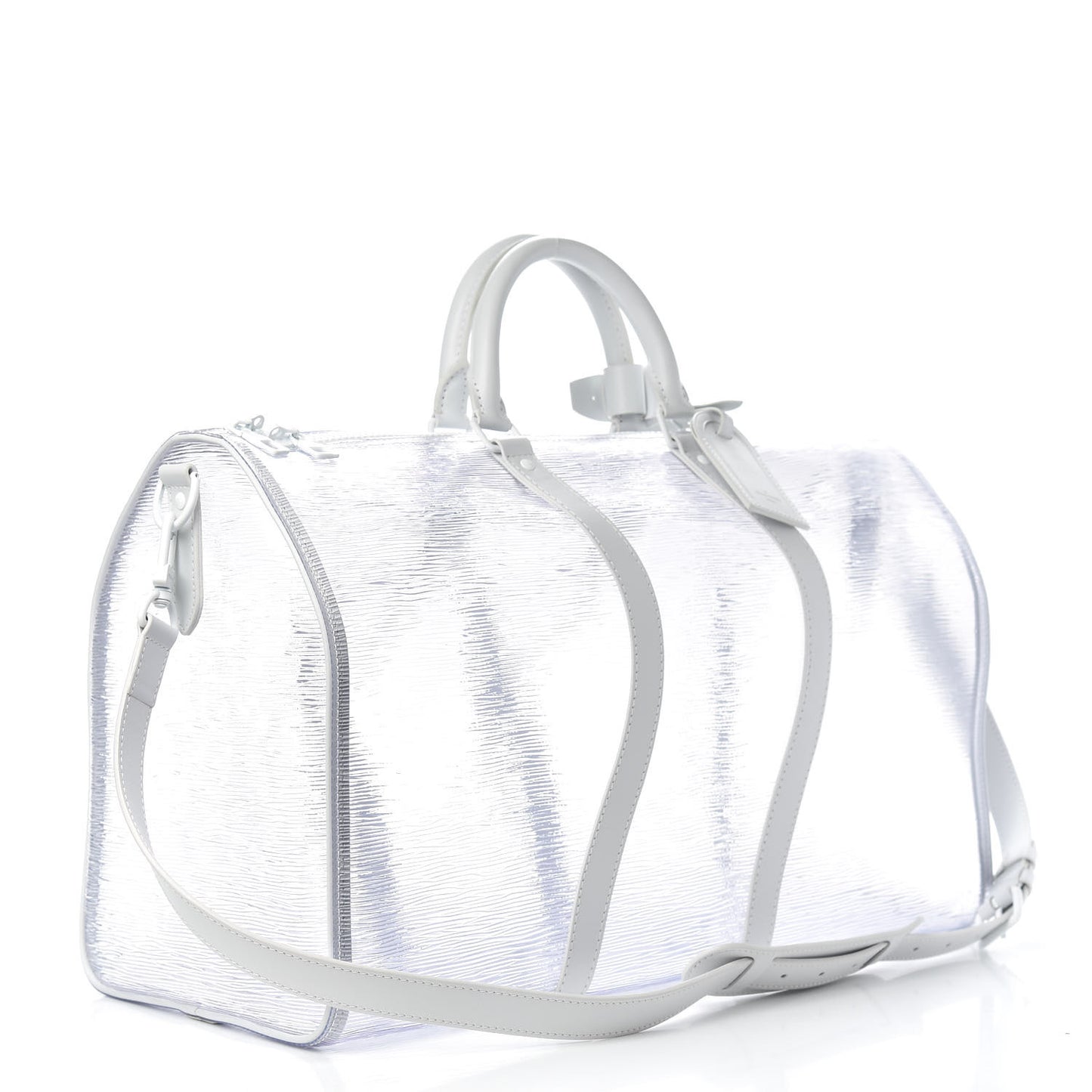 PVC Epi Embossed Wavy Keepall Bandouliere 50 White