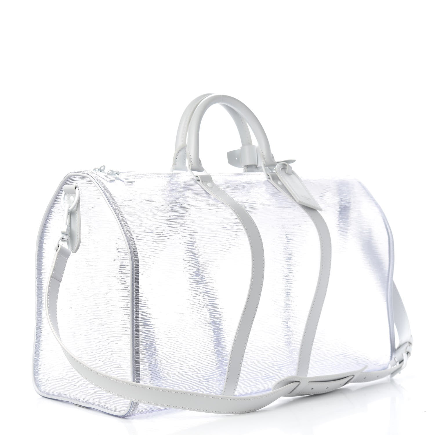 Louis Vuitton PVC Epi Embossed Wavy Keepall Bandouliere 50 White 2 of 10