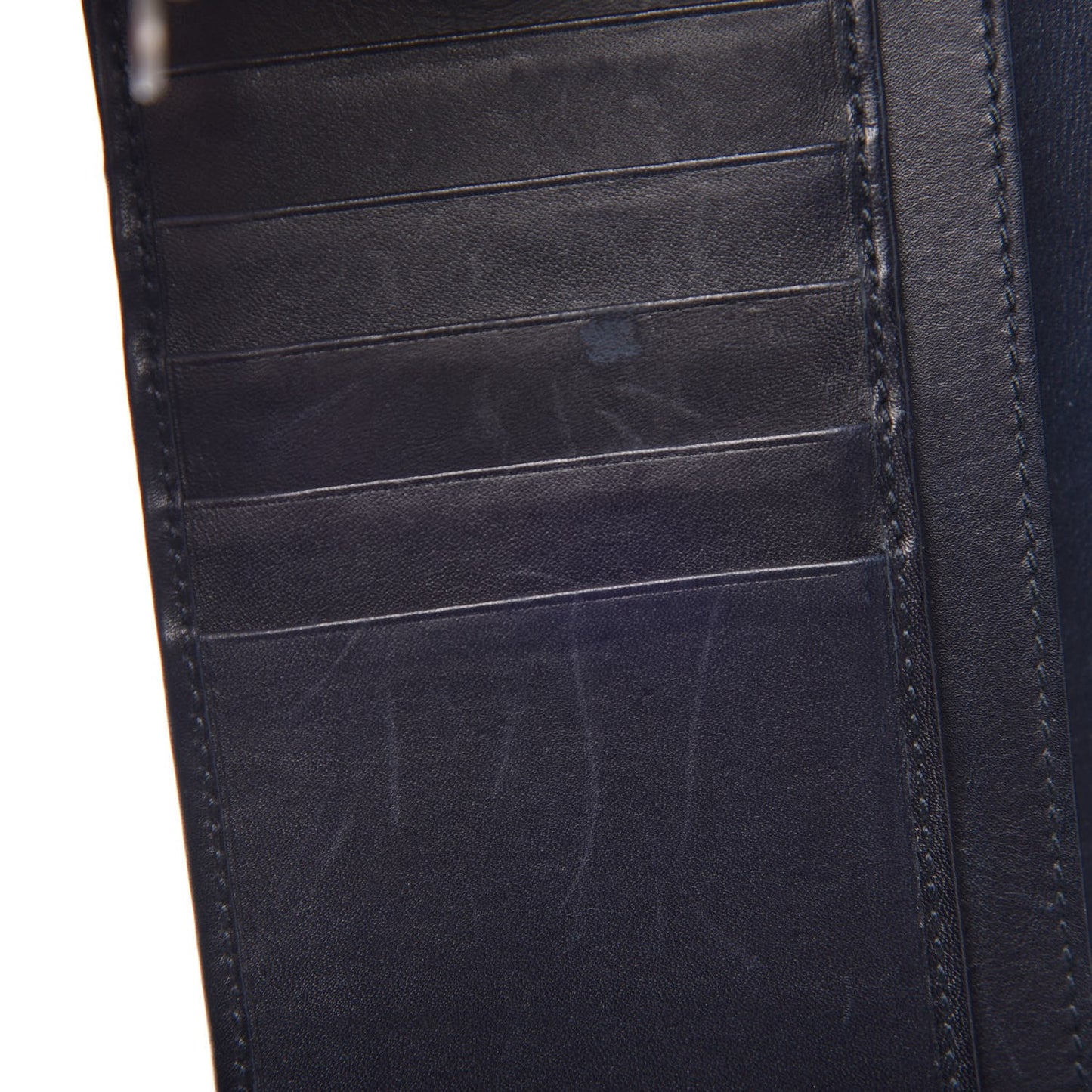 Monogram Calfskin Ladies Web Long Wallet Beige Blue