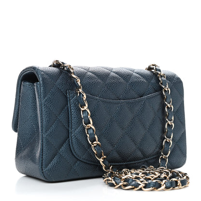Chanel Iridescent Caviar Quilted Mini Rectangular Flap Dark Blue 2 of 9