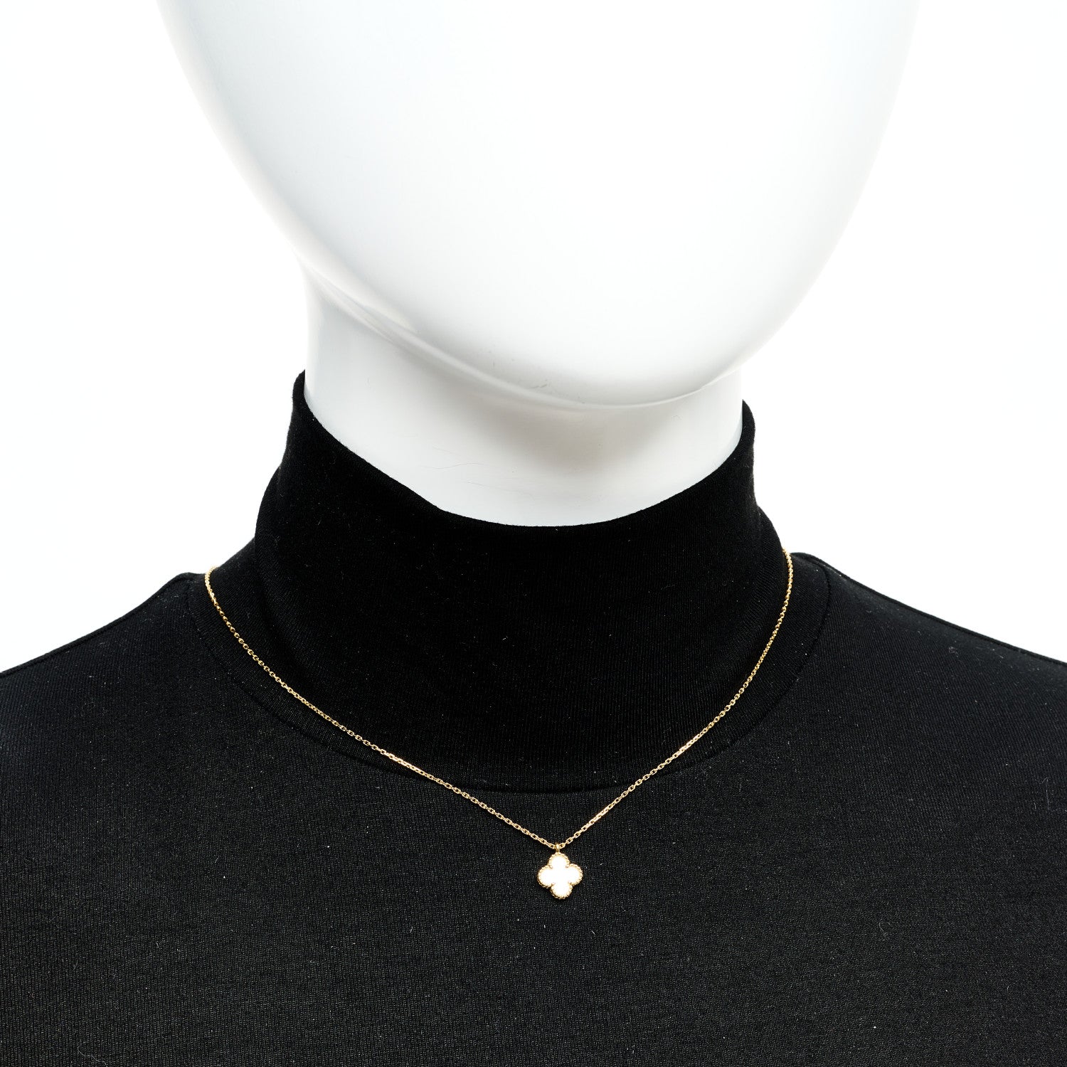 Van Cleef & Arpels 18K Yellow Gold Mother of Pearl Sweet Alhambra Pendant Necklace 2 of 6