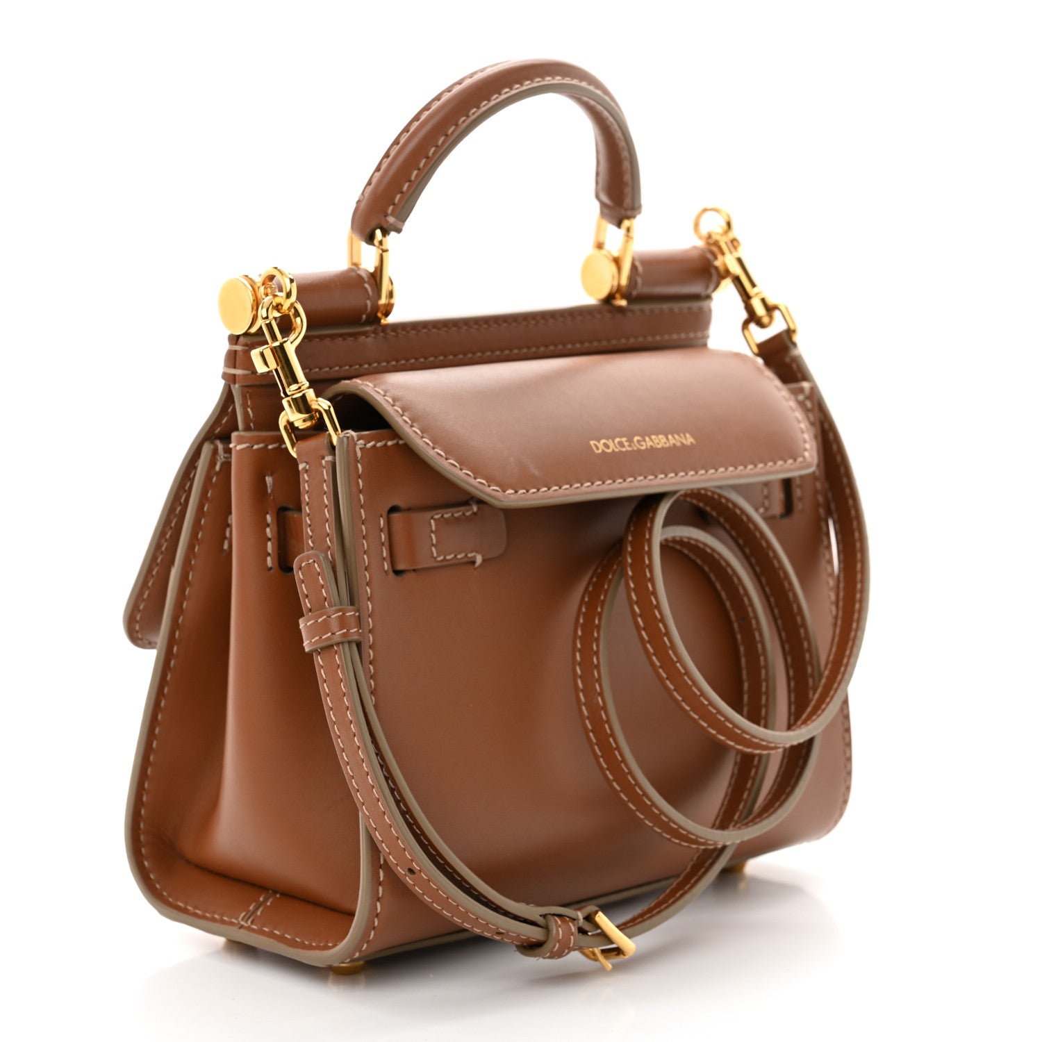 Dolce & Gabbana Vitello Morbido Mini Sicily 58 Bag Tan 3 of 17