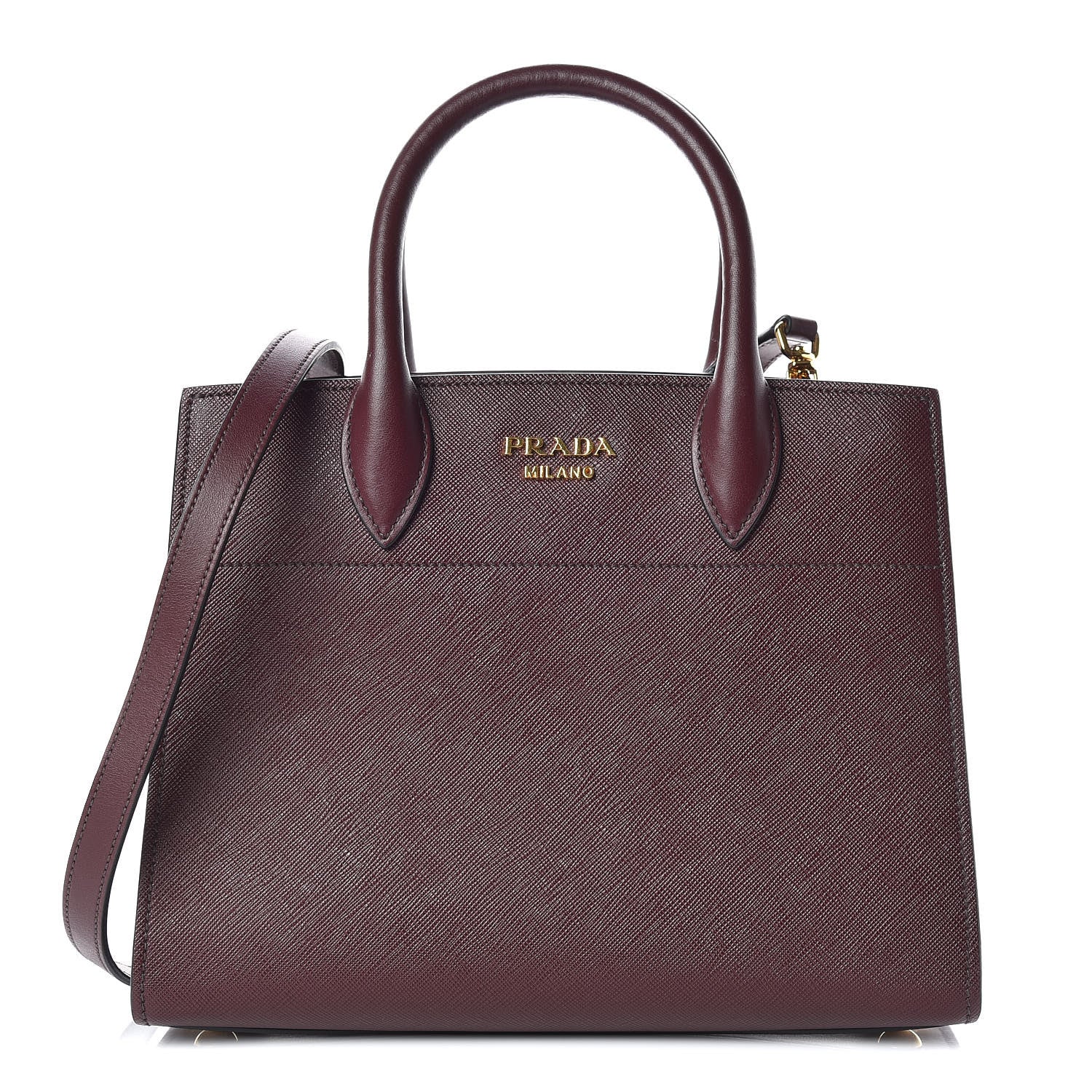 Prada Saffiano City Calfskin Small Bibliothèque Top Handle Granato Marmo 1 of 9