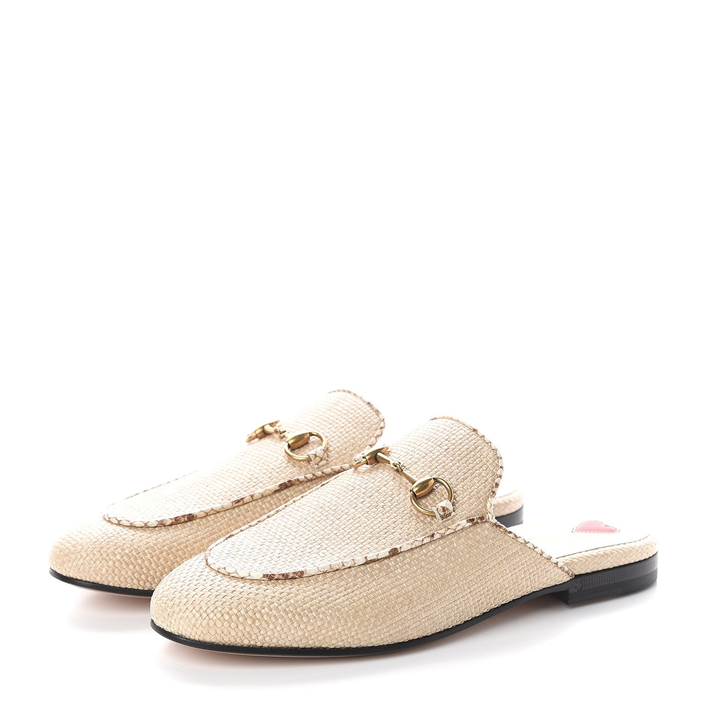 Straw Elaphe Womens Princetown Slippers 36.5 Natural Cream Brown