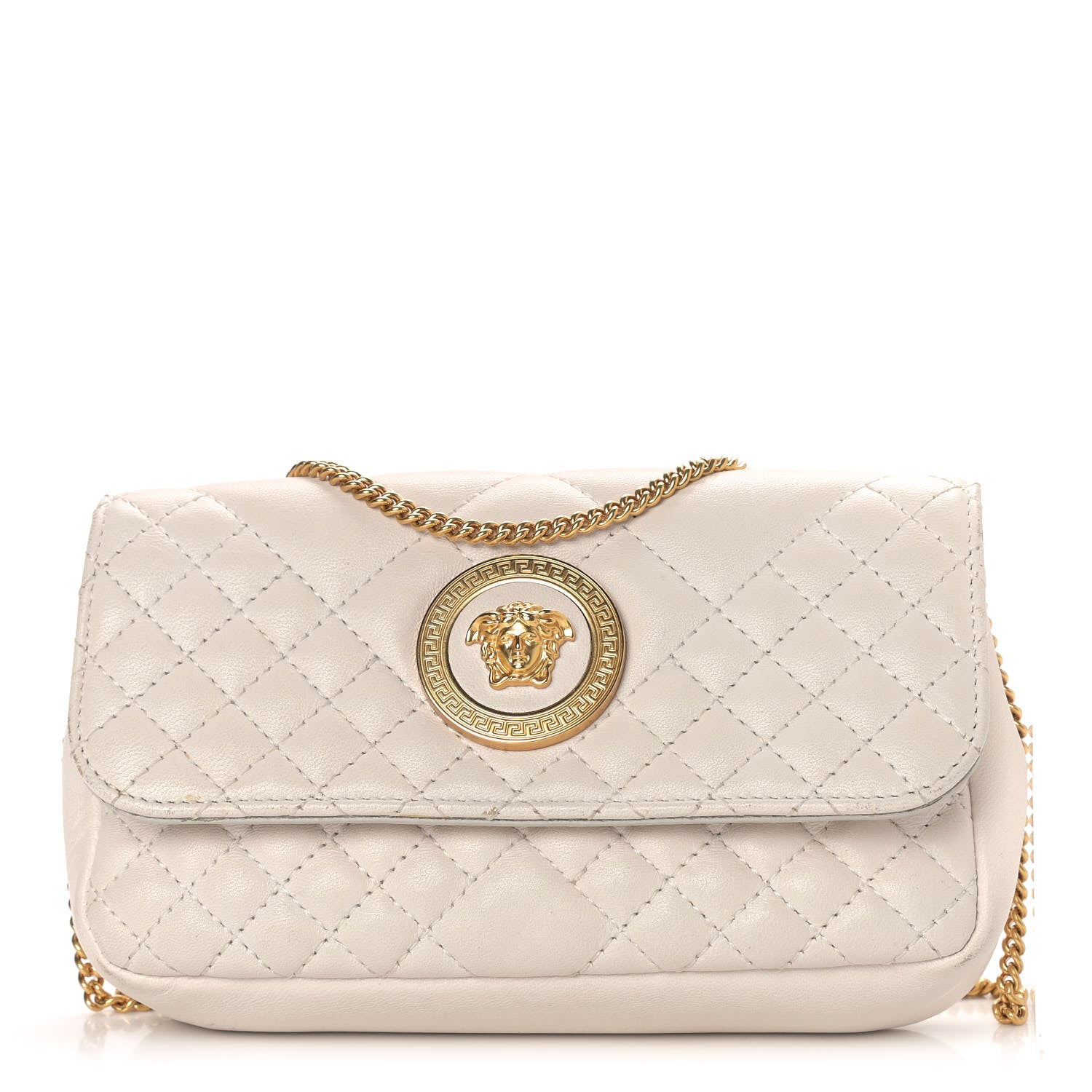Versace Nappa Barocco Quilted Vanitas Crossbody White 1 of 9