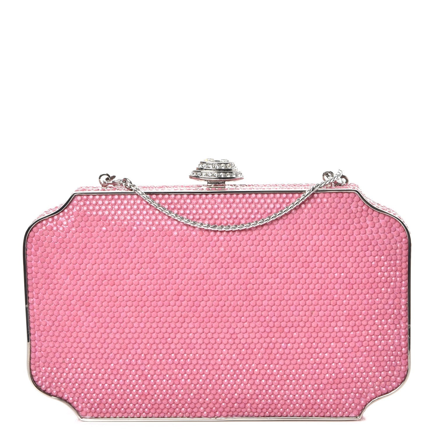 Judith Leiber Swarovski Crystal Minaudiere Clutch Pink 1 of 11