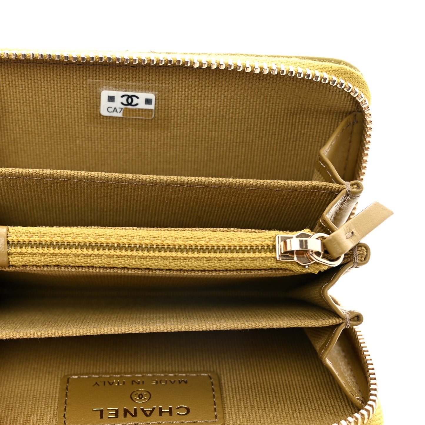 Lambskin Quilted 19 Zip Around Coin Purse Wallet Green