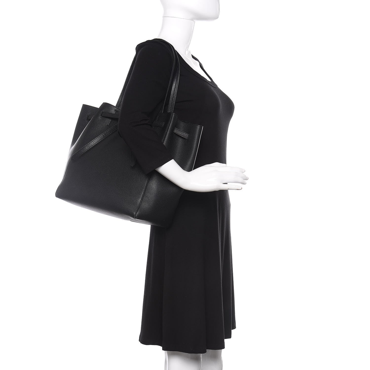 Celine Soft Grained Calfskin Small Belt Cabas Phantom Black 2 of 10