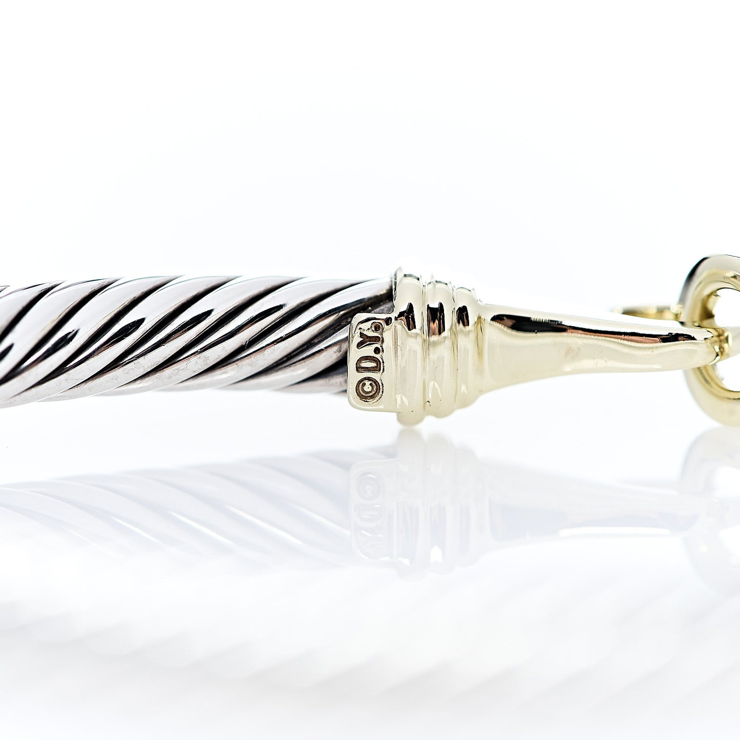 Sterling Silver 14K Yellow Gold 5mm Cable Classic Buckle Bracelet