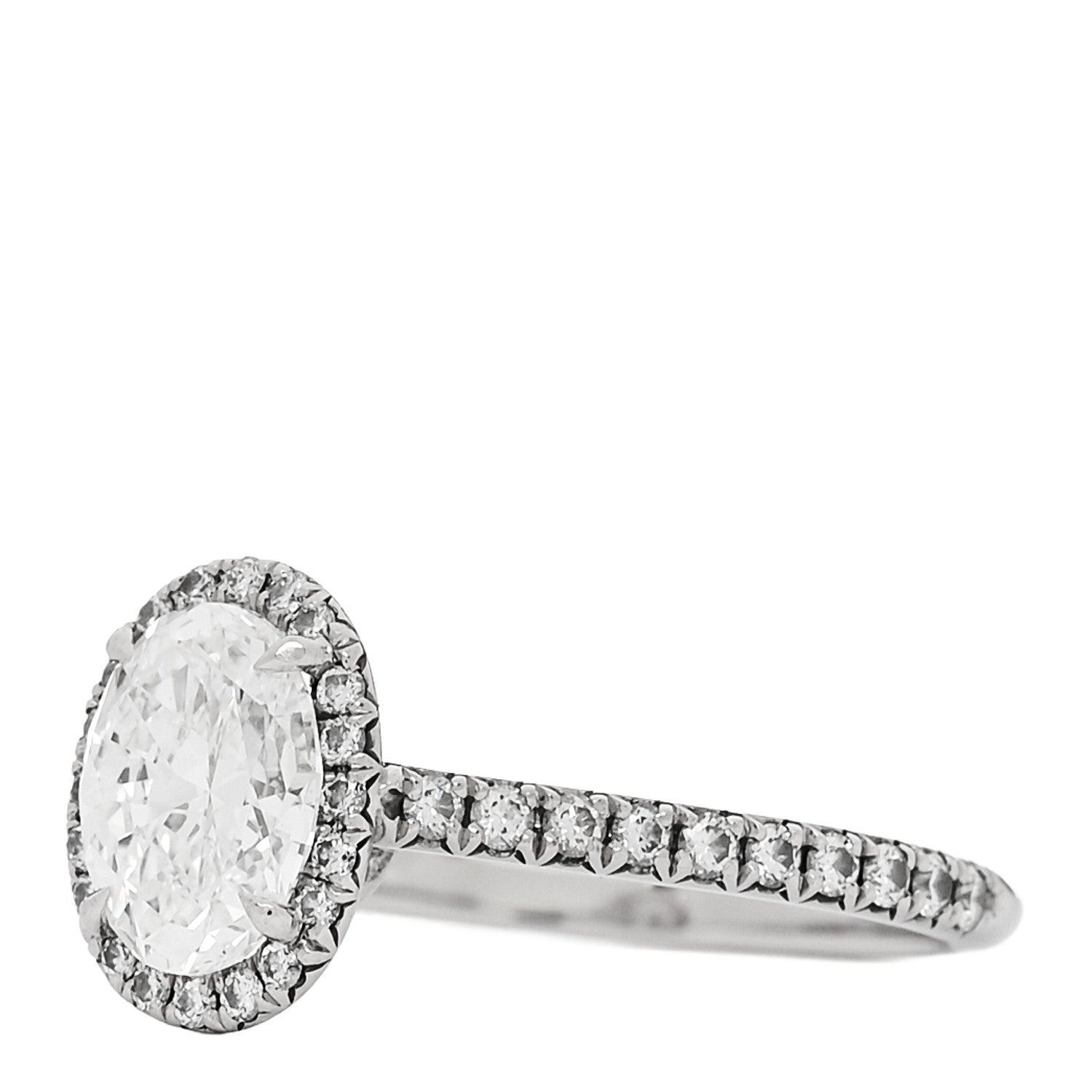 Tiffany Platinum Diamond 1.09ct Soleste Oval Cut Halo Engagement Ring 50 5.25 3 of 7