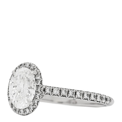 Tiffany Platinum Diamond 1.09ct Soleste Oval Cut Halo Engagement Ring 50 5.25 3 of 7
