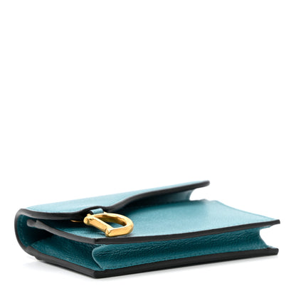 Christian Dior Goatskin Saddle Card Holder Azure Blue 4 of 8