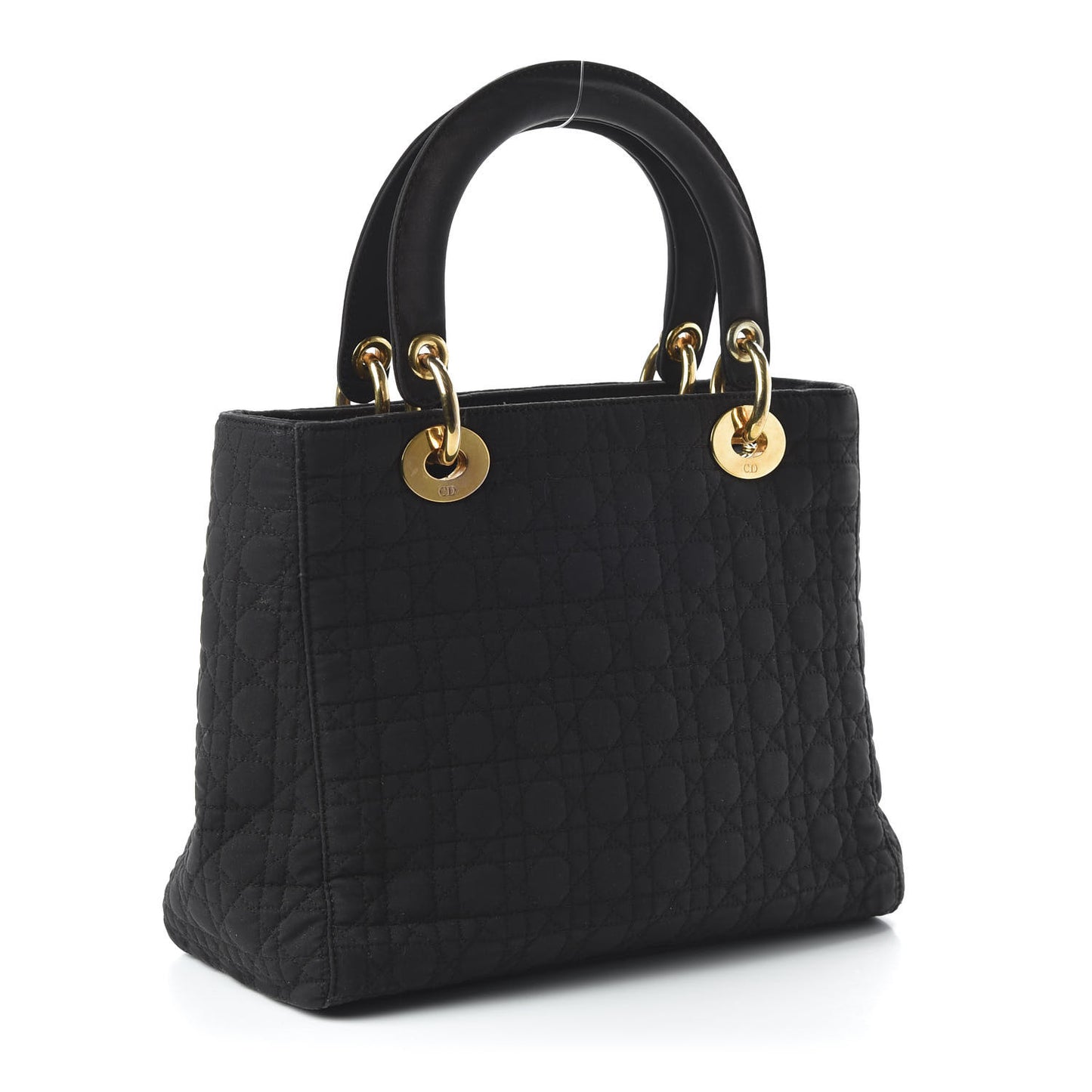 Nylon Cannage Stitched Medium Lady Dior Black