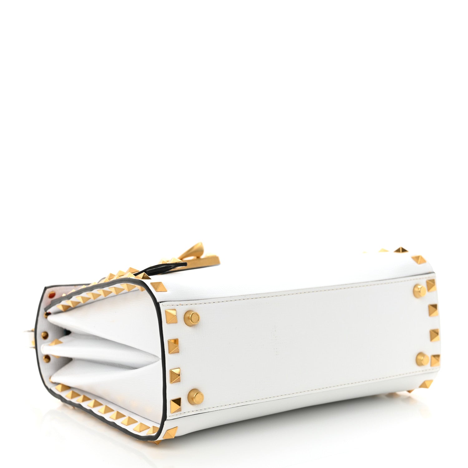 Valentino Garavani Grainy Calfskin Small Rockstud Alcove Top-Handle Flap Bag White 4 of 10