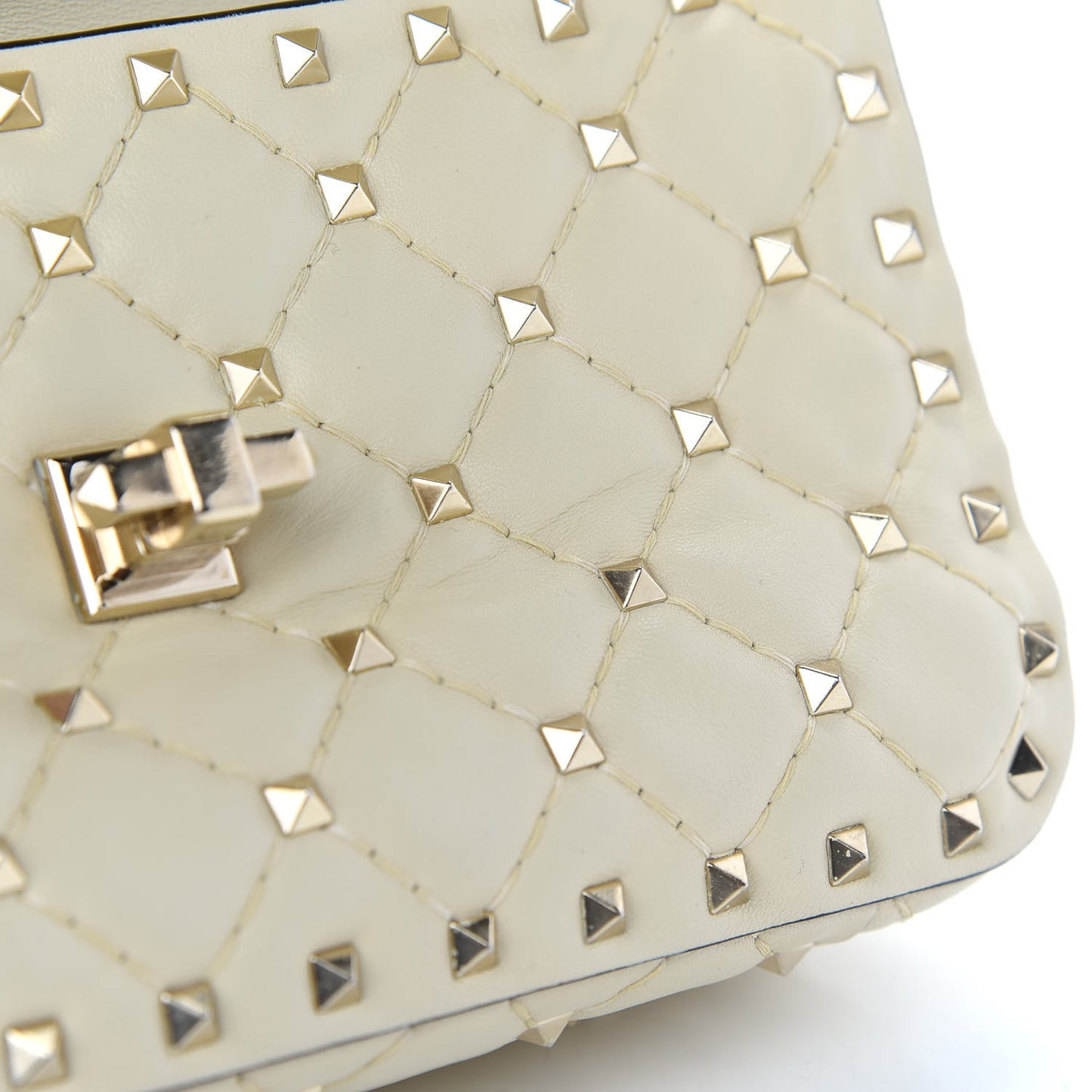 Nappa Small Rockstud Spike Shoulder Bag Light Ivory