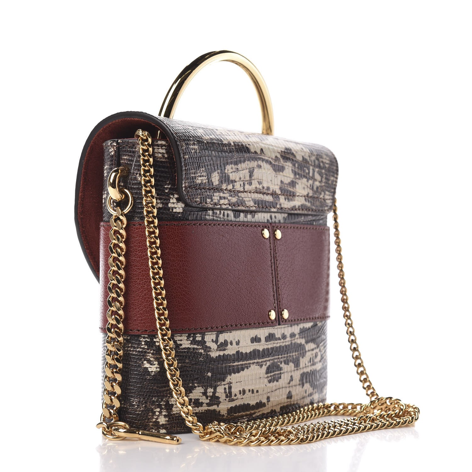 Chloe Calfskin Lizard Embossed Small Aby Lock Sepia Brown 1 of 18