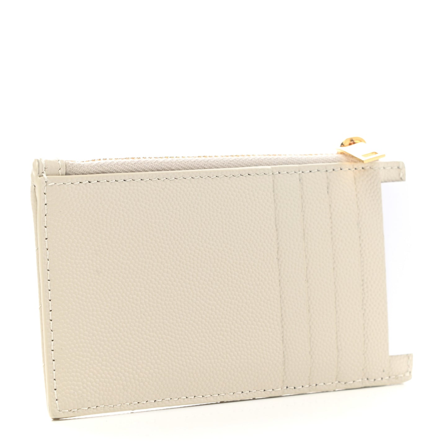 Grain De Poudre Matelasse Chevron Monogram Fragments Zippered Card Case Crema Soft