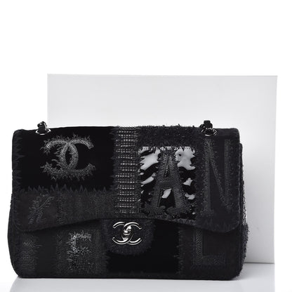 Chanel Tweed Patchwork Jumbo Single Flap Black 11 of 11