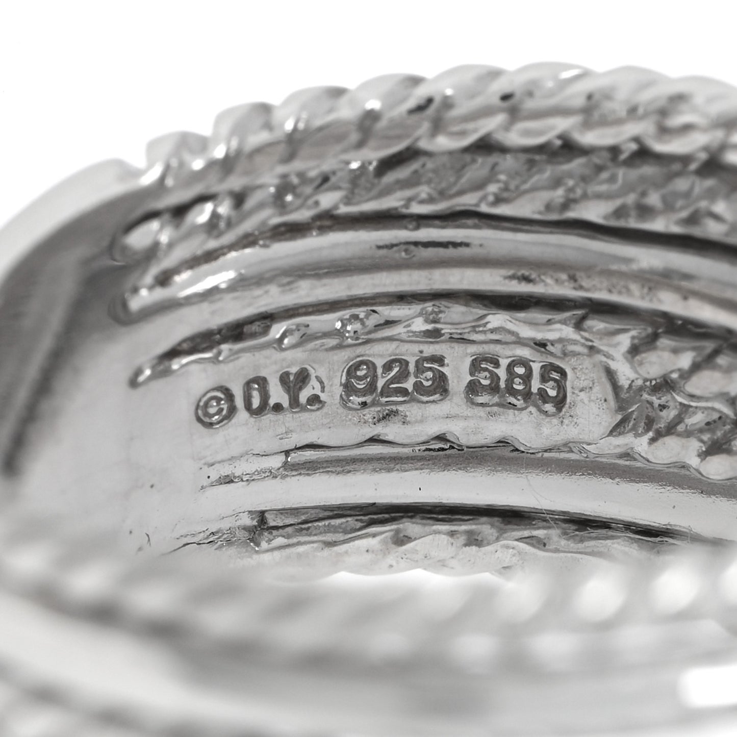 Sterling Silver Diamond 11mm Wide Crossover Cable Ring 52 6