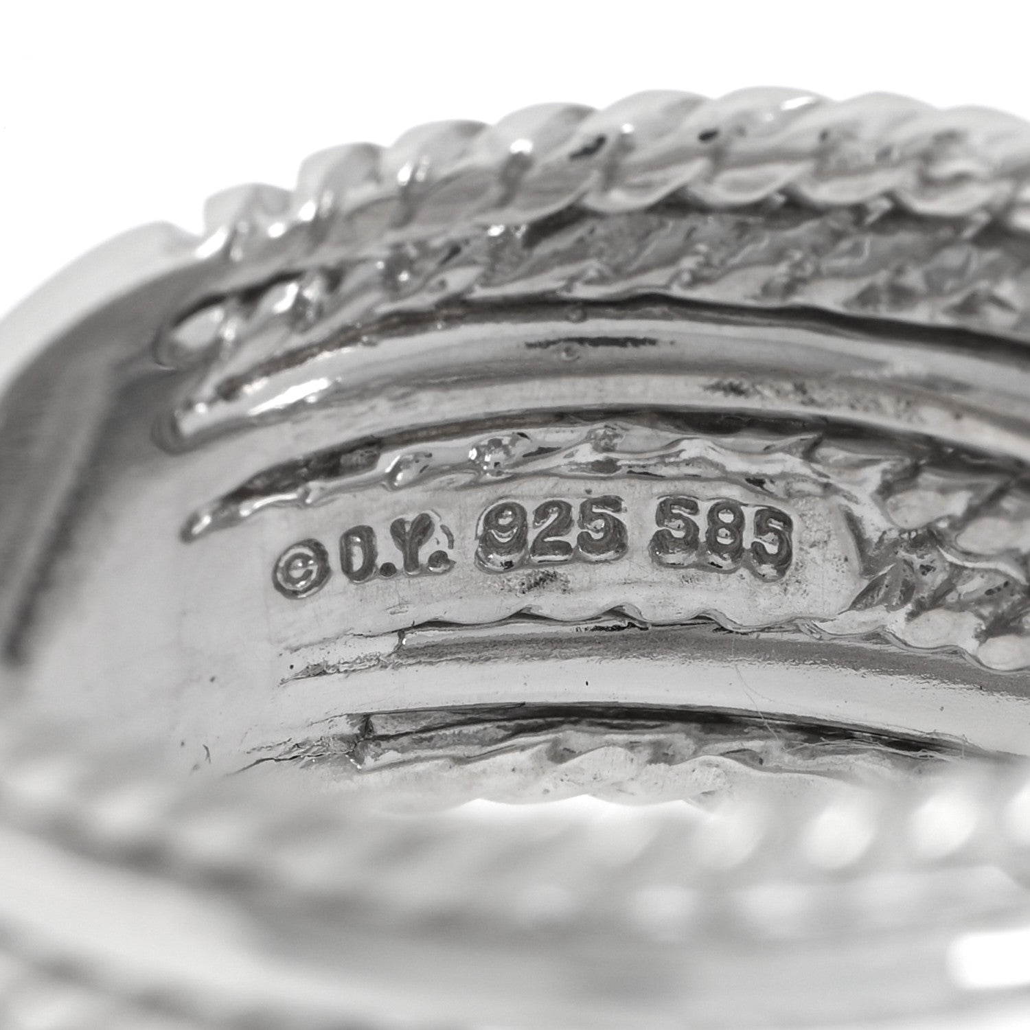 David Yurman Sterling Silver Diamond 11mm Wide Crossover Cable Ring 52 6 4 of 4