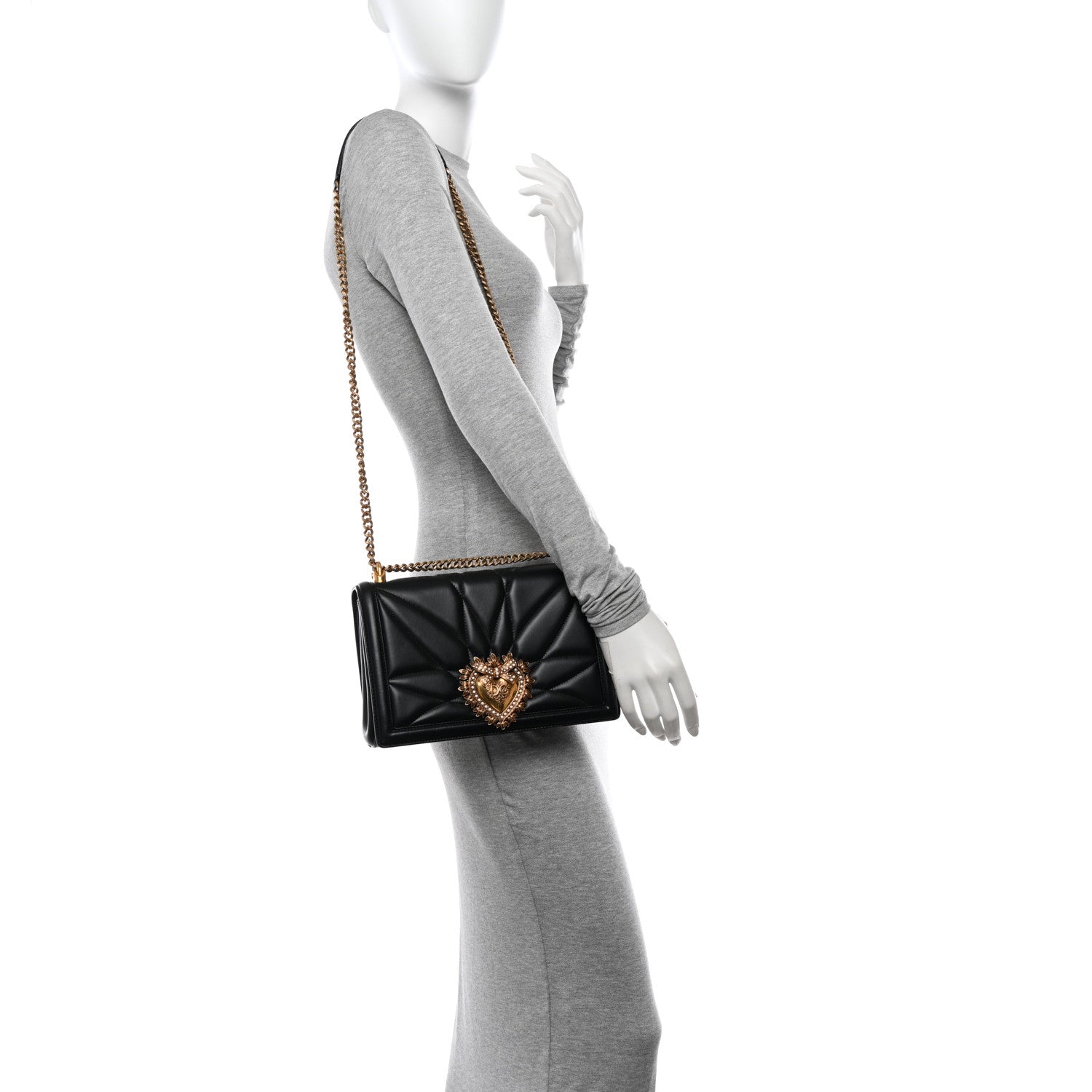 Dolce & Gabbana Calfskin Large Devotion Crossbody Bag Black 2 of 10
