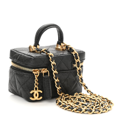 Chanel Caviar Quilted Mini Top Handle Vanity With Chain Black 3 of 11
