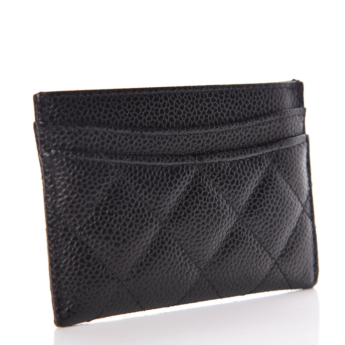 Caviar Quilted Card Holder Black