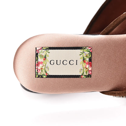 Gucci Velvet GG Monogram Crystal Womens Slippers 38.5 Brown Vintage Cocoa 6 of 8