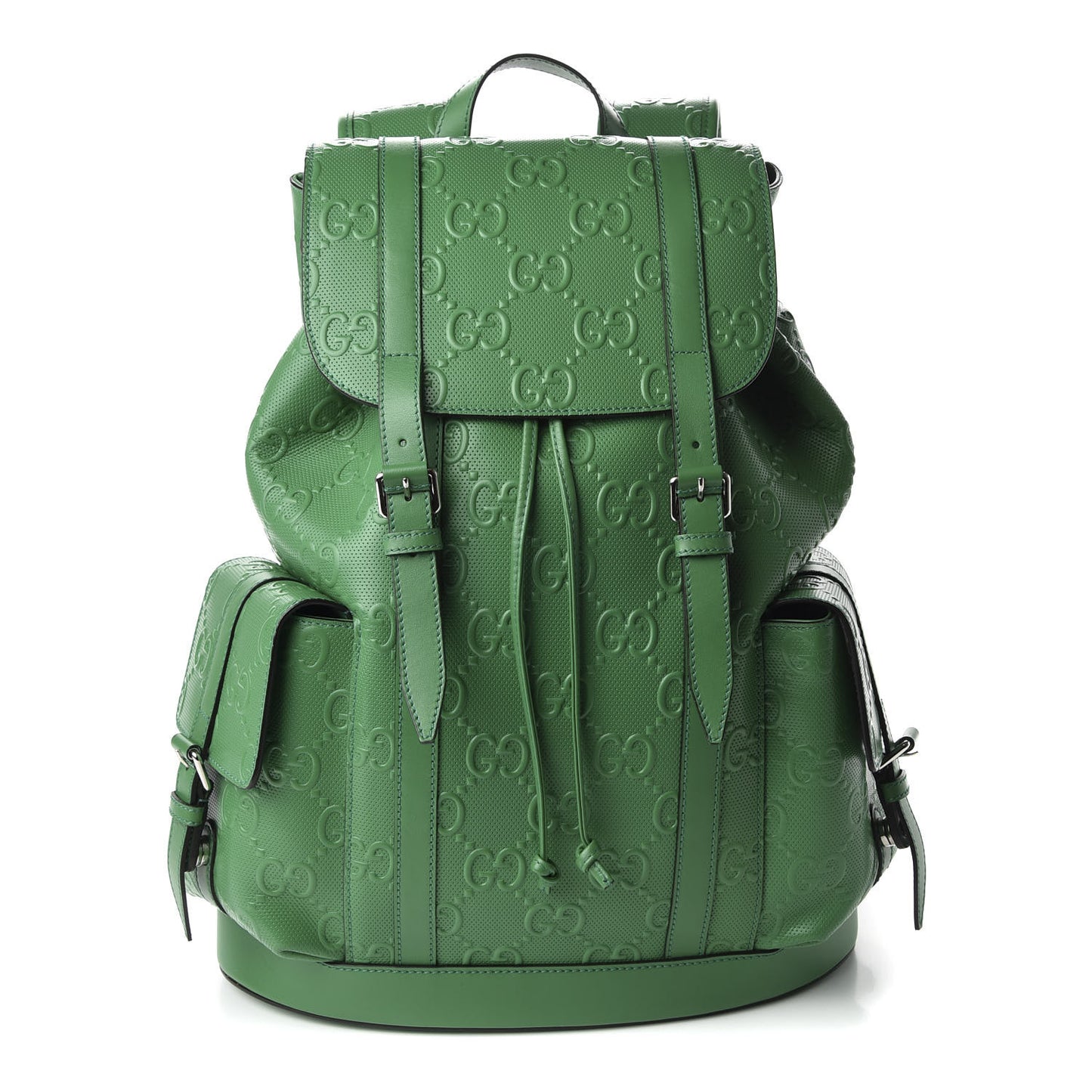 Calfskin GG Tennis Embossed Double Buckle Backpack New Shamarock Black