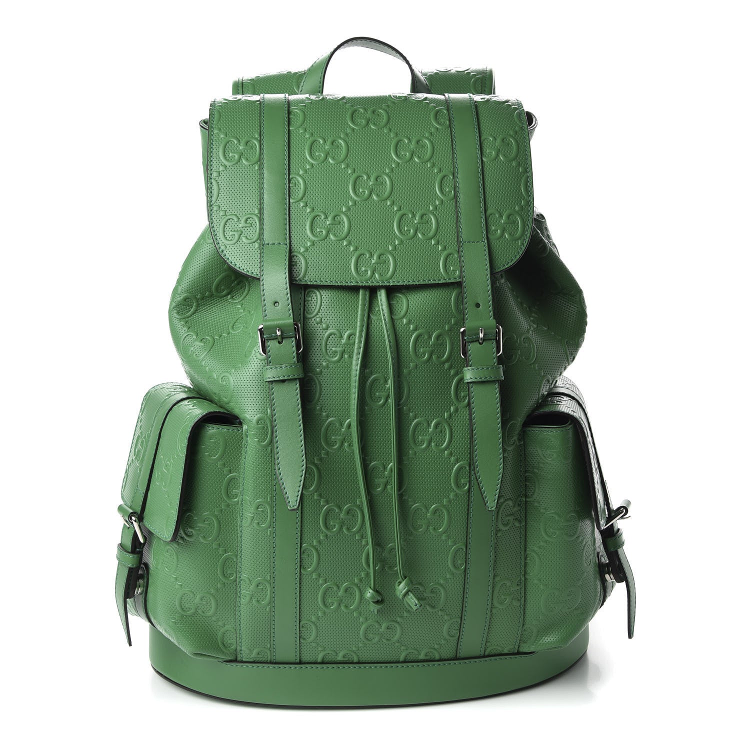 Gucci Calfskin GG Tennis Embossed Double Buckle Backpack New Shamarock Black 1 of 10