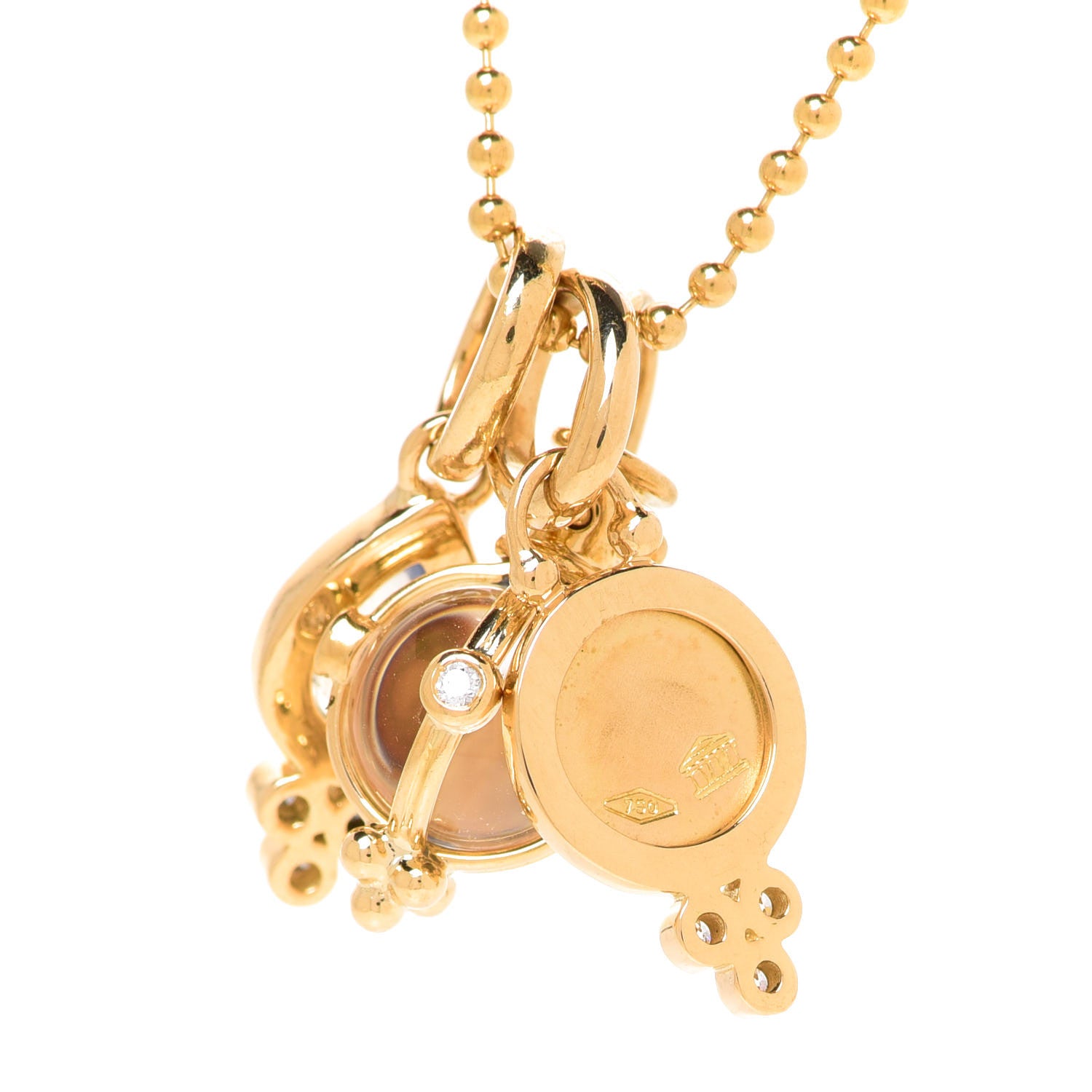 Temple St. Clair 18K Yellow Gold Diamond Rock Crystal Moonstone Signature Charm Necklace 5 of 5