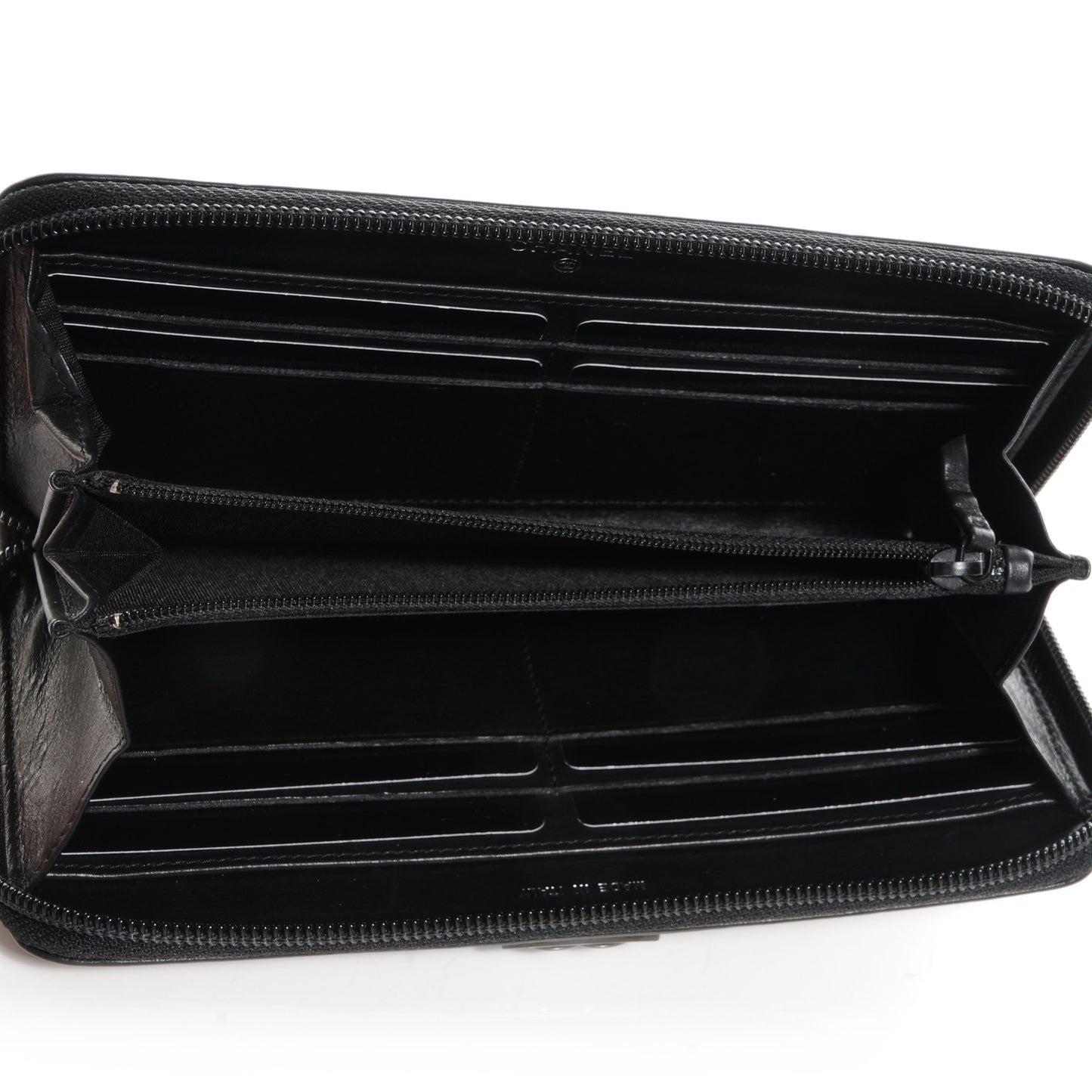 Lambskin Quilted Boy Zip Around Wallet Black