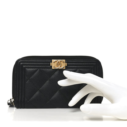 Chanel Caviar Quilted Small Boy Zip Around Wallet Black 2 of 8