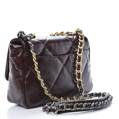 Chanel Shiny Crumpled Calfskin Quilted Medium 19 Flap Burgundy 3 of 11