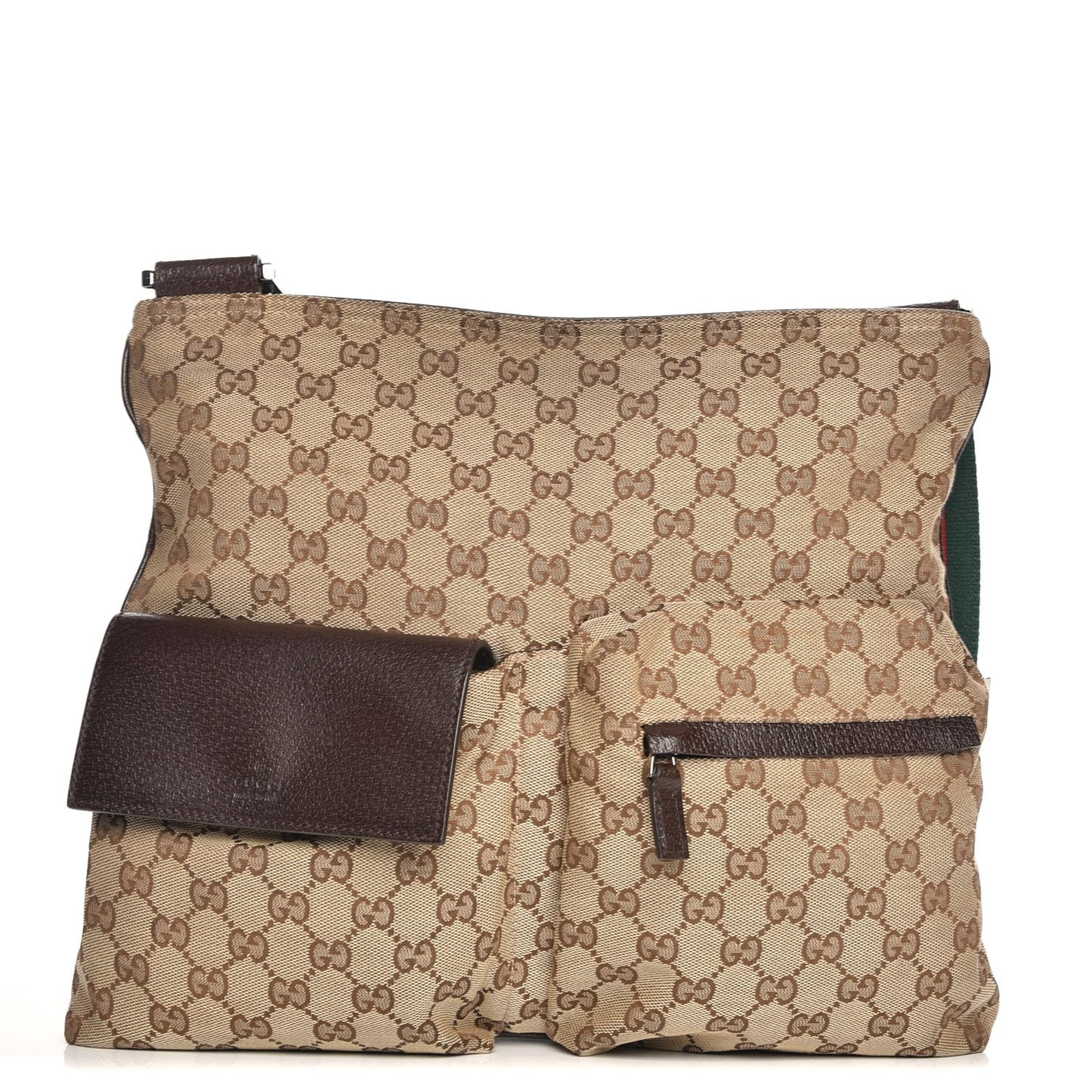 Monogram Web Medium Double Pocket Messenger Bag Dark Brown