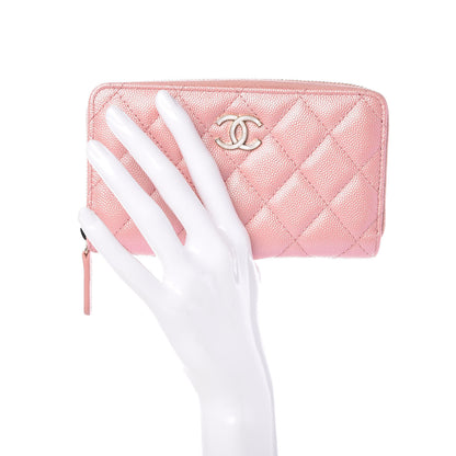 Chanel Iridescent Caviar Quilted Medium Zip Around Wallet Pink 2 of 9