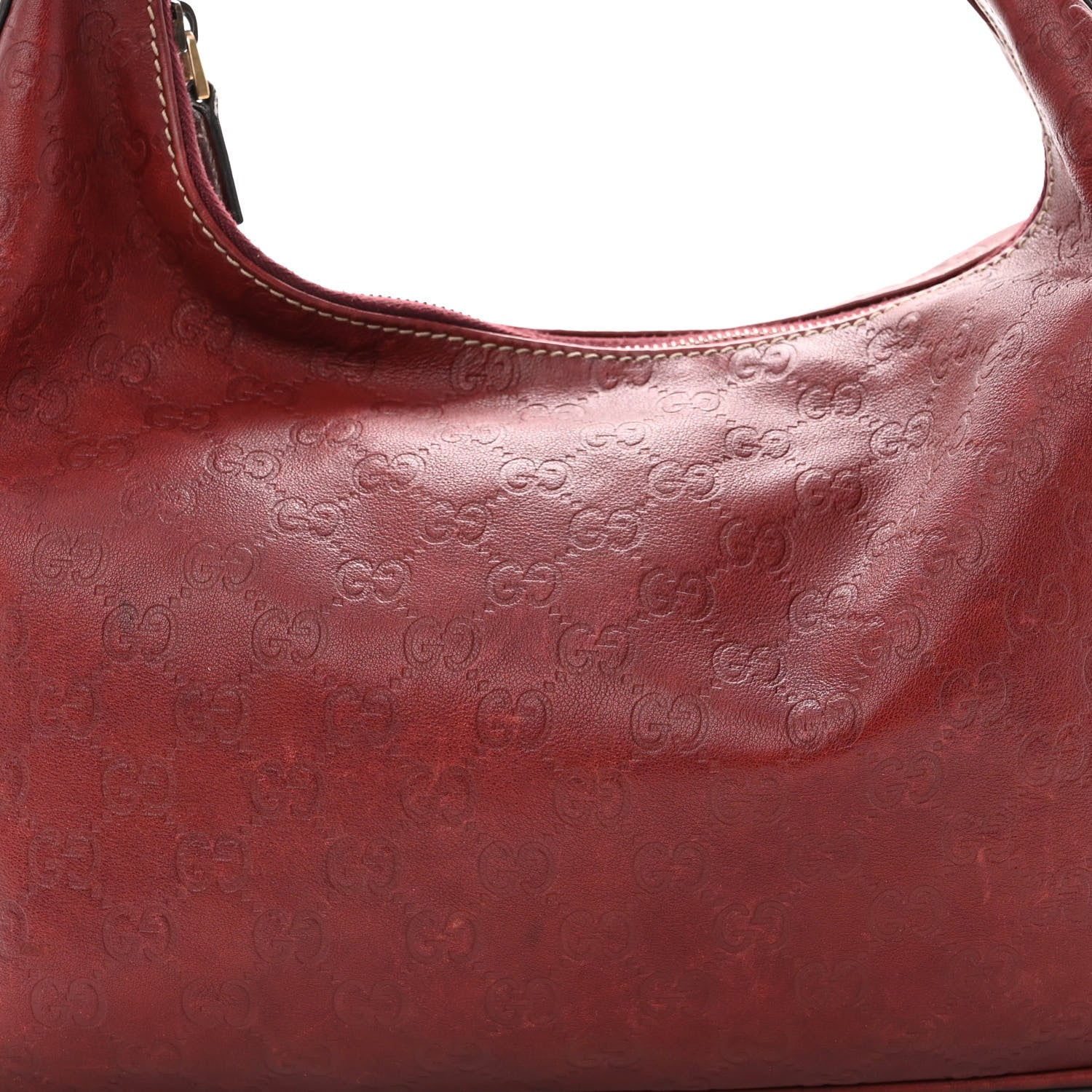 Gucci Guccissima Medium Horsebit Chain Hobo Red 7 of 12