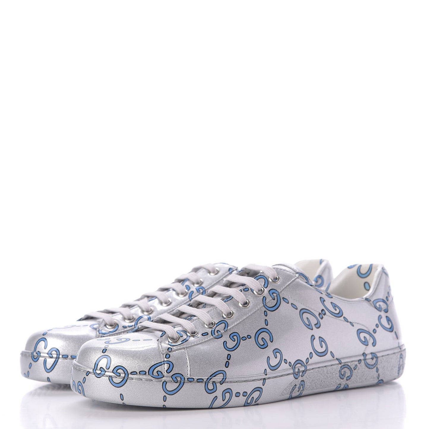 Miro Rubber Wax GucciGhost Print Mens New Ace Sneakers 10 Silver