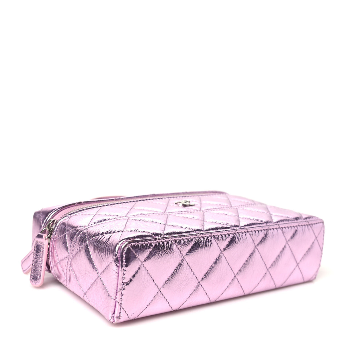Chanel Metallic Calfskin Quilted Slim Vanity With Chain Pink 4 of 11