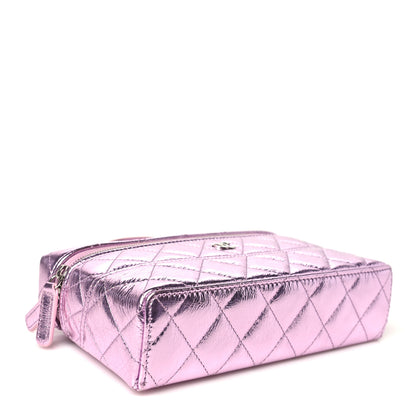 Chanel Metallic Calfskin Quilted Slim Vanity With Chain Pink 4 of 11
