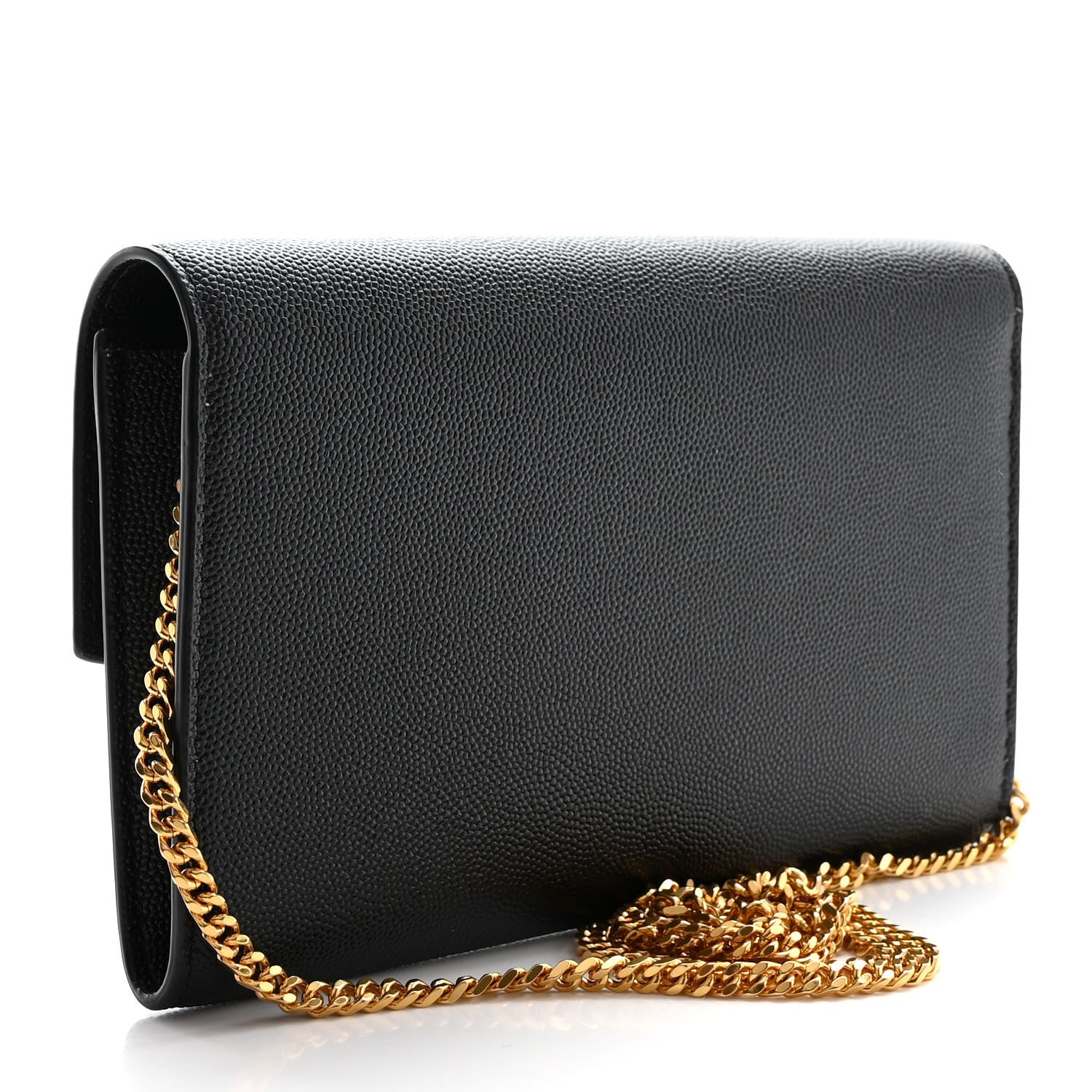 Saint Laurent Grain de Poudre Uptown Chain Wallet Black 3 of 12