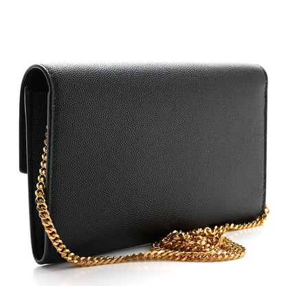 Saint Laurent Grain de Poudre Uptown Chain Wallet Black 3 of 12