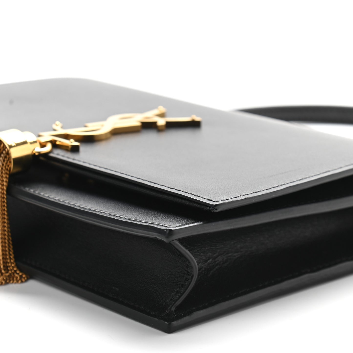Smooth Calfskin Classic Monogram Kate Tassel Chain Wallet Black