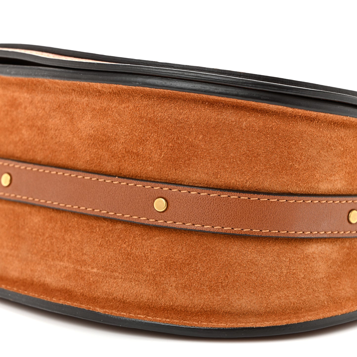 Calfskin Suede Medium Nile Bracelet Bag Caramel